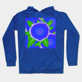 Blue flowers with green leaves Hoodie